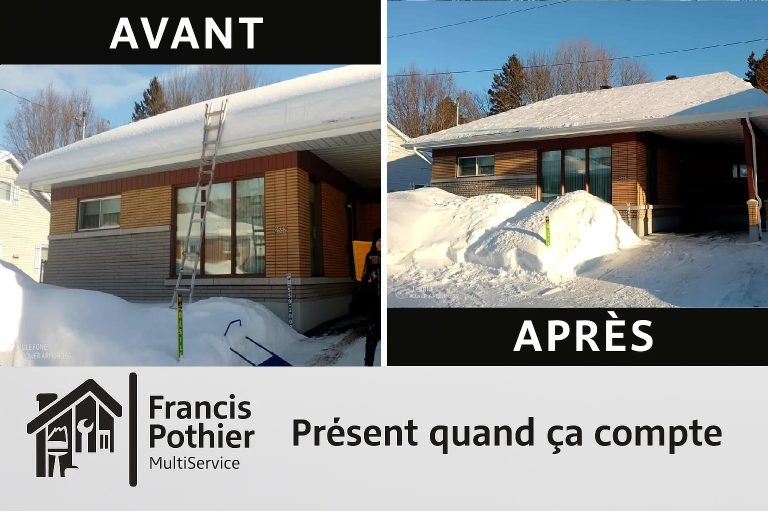Déneigement d’un escalier à Shawinigan – avant et après – Francis Pothier MultiService